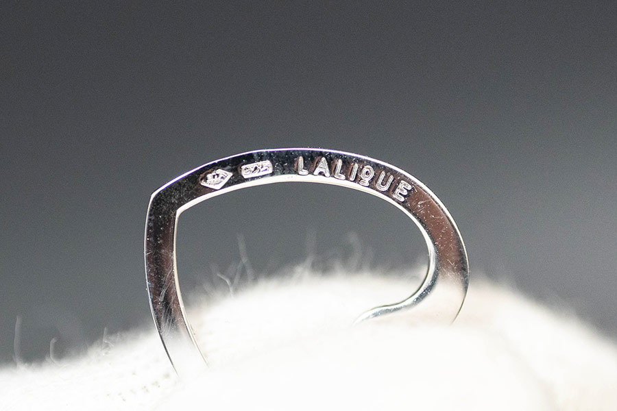 ラリック ハート（ブルー） 二連ピアス